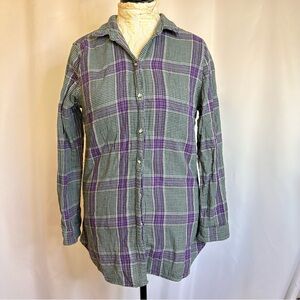 Woolrich Button Down Green and Purple Plaid Top Medium